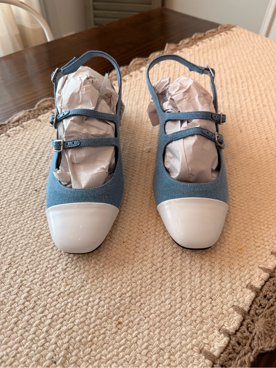 Nine West Shoes - Nine West Roslin Mary Jane Slingback Pumps in Denim/White Sz 9 M